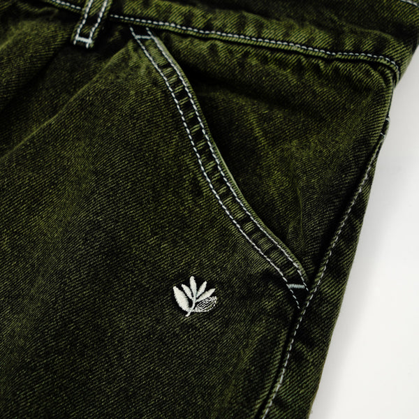 MAGENTA OG Denim Long Shorts - Dyed Green
