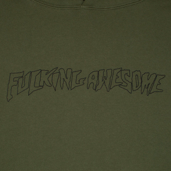 Fucking Awesome Outline Stamp Hoodie Olive