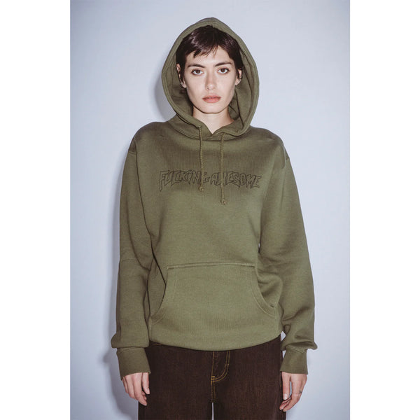 Fucking Awesome Outline Stamp Hoodie Olive