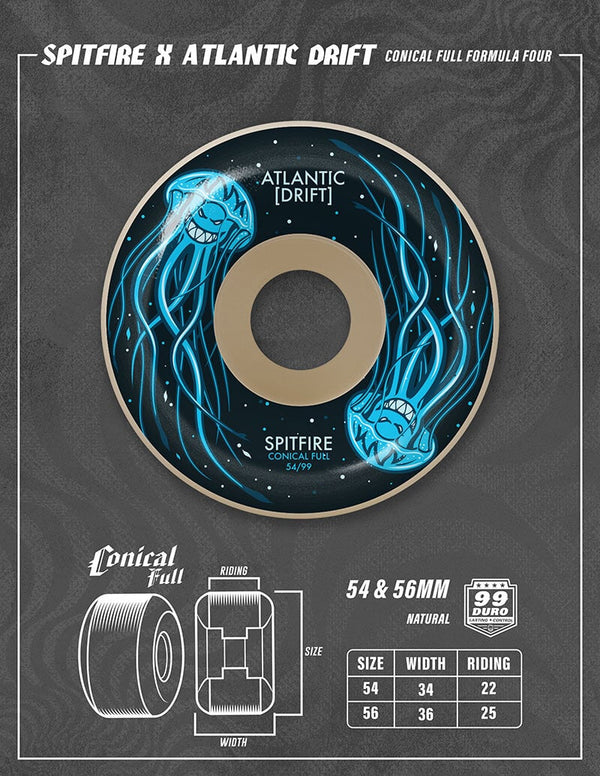 SPITFIRE F4 Atlantic Drift 99A Conical Full Wheels; 54mm