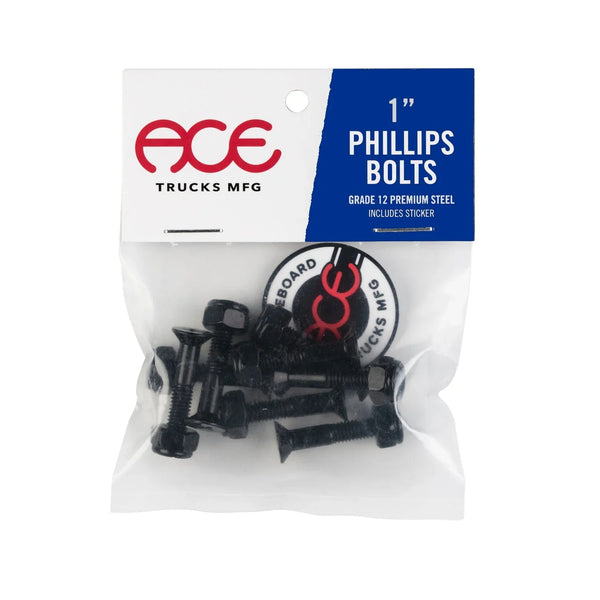 ACE TRUCKS Phillips Bolts Black; 1"