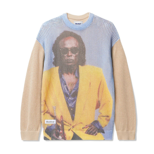 BUTTER GOODS Miles Davis Knit Sweater Cream