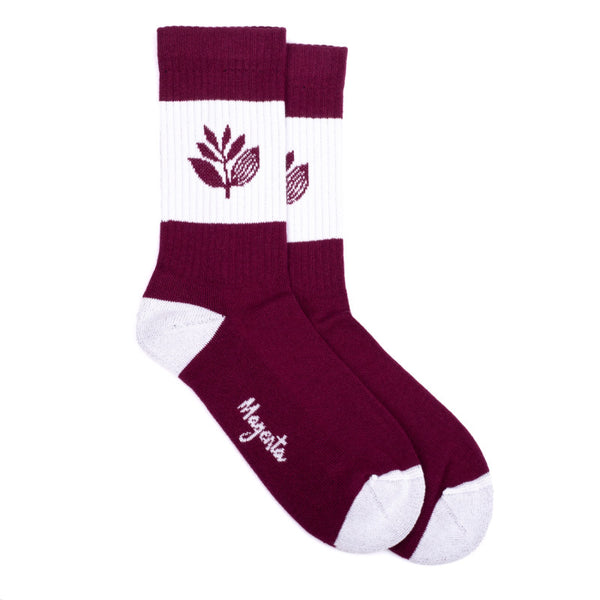 Magenta Stripe Socks Burgundy