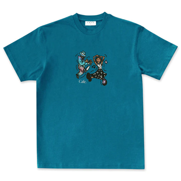 Skateboard Cafe Dancing Tee Teal