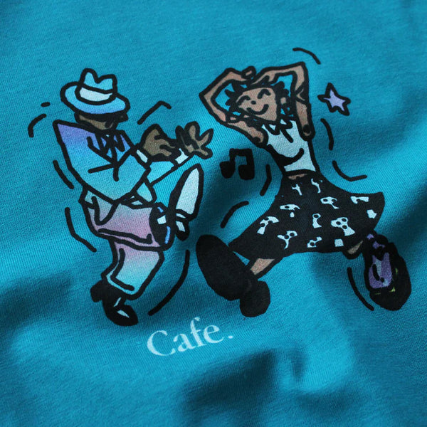 Skateboard Cafe Dancing Tee Teal