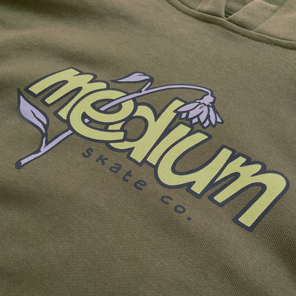 MEDIUM Wilting Flower Heavy Hoodie Olive
