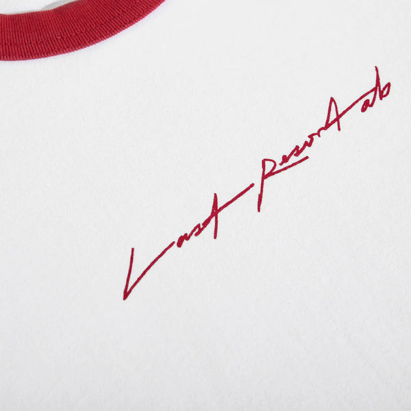 LAST RESORT AB Signature Ringer SS Tee White/Old Red