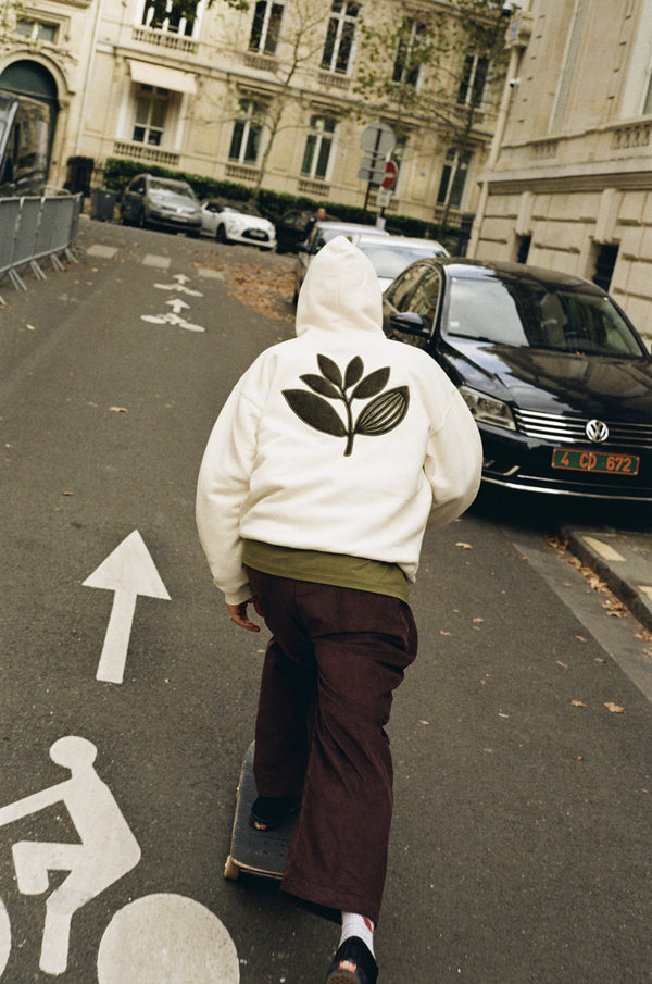 MAGENTA CORD PLANT HOODIE NATURAL