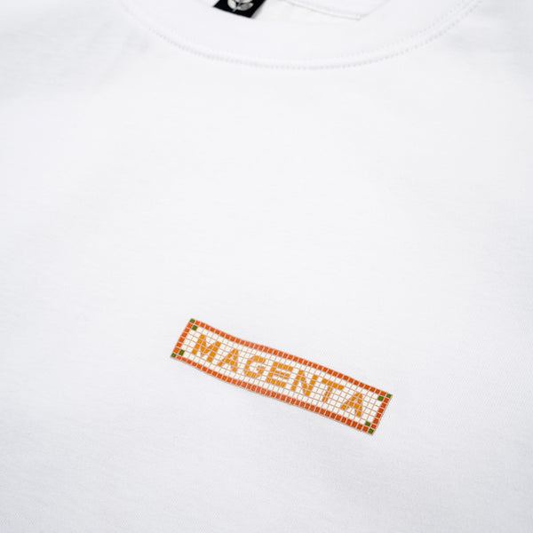 MAGENTA MOSAIC TEE WHITE