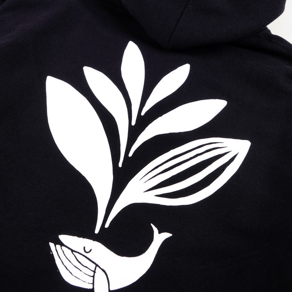 MAGENTA WHALE PLANT HOODIE BLACK