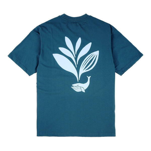 MAGENTA WHALE PLANT TEE BLUE