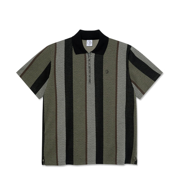POLAR Jacques Polo Shirt Herringbone Khaki Green