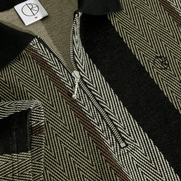 POLAR Jacques Polo Shirt Herringbone Khaki Green