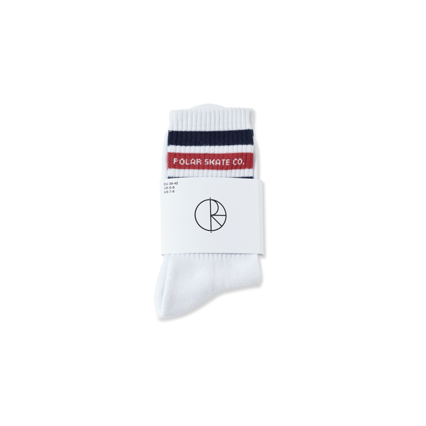 POLAR Fat Stripe Socks White/Navy/Red