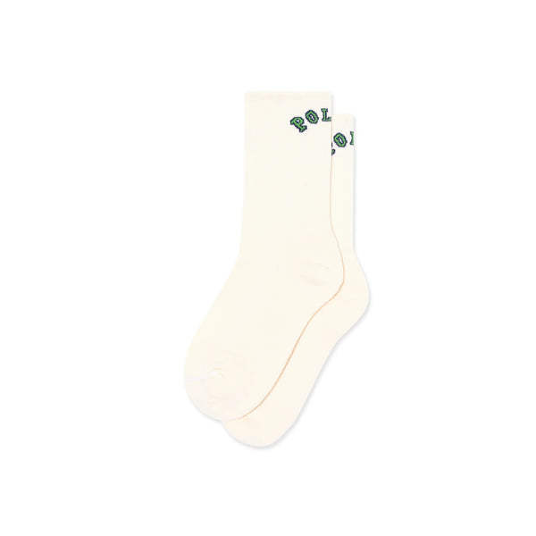 POLAR Large Rib Socks College Logo Cloud White
