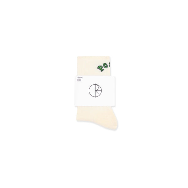 POLAR Large Rib Socks College Logo Cloud White