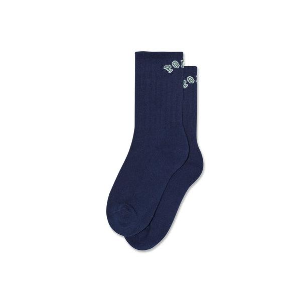 POLAR Large Rib Socks College Logo Dark Blue