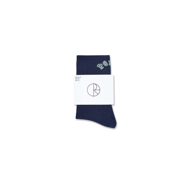POLAR Large Rib Socks College Logo Dark Blue
