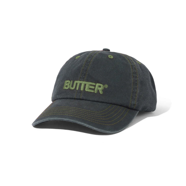 BUTTER GOODS Rounded Logo 6 Panel Cap Washed Black; OS