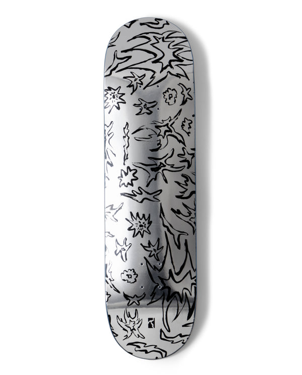 POETIC COLLECTIVE Gördeszka Lap Silver Tribal (High Concave) Deck; 8.25"