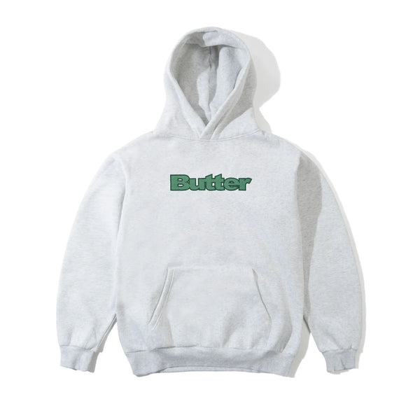 BUTTER GOODS Textured Logo Pullover Hood Ash
