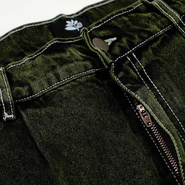 MAGENTA OG Denim Long Shorts - Dyed Green