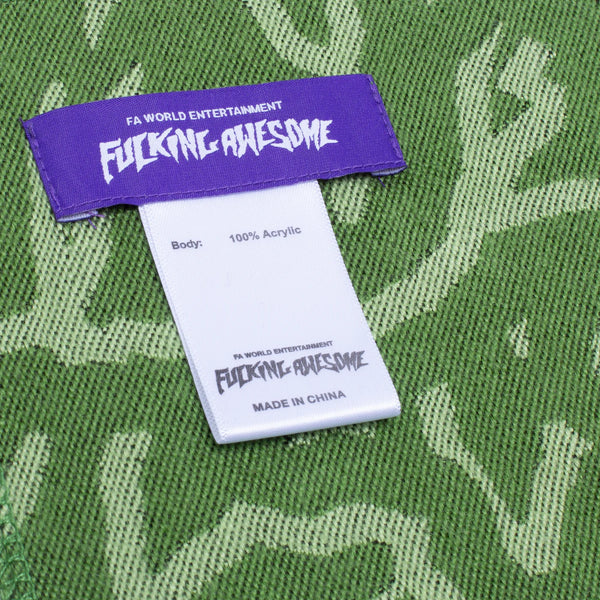 Fucking Awesome Sticker Stamp Scarf Green