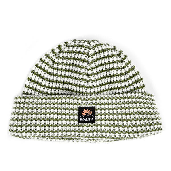 Magenta Stripe Beanie Green