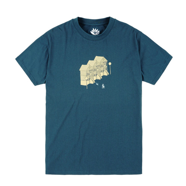 Magenta Street Cats Tee Petrol Blue