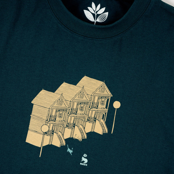 Magenta Street Cats Tee Petrol Blue