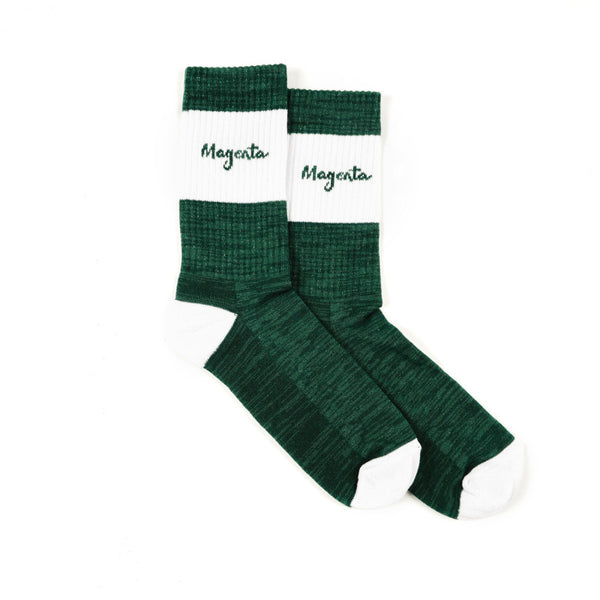 Magenta Brush Socks Green