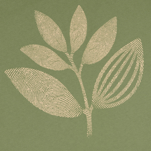 Magenta Fingerprint Plant Tee - Pea Green