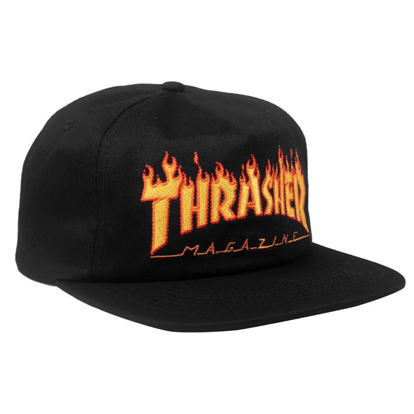 Thrasher Flame Embroidered Snapback Cap Black