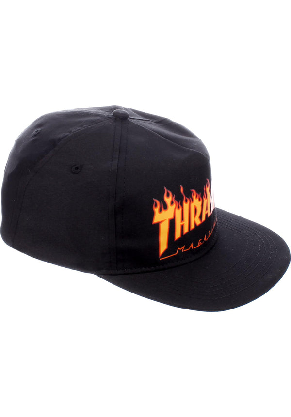 Thrasher Flame Embroidered Snapback Cap Black
