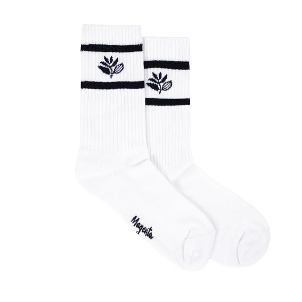 Magenta Plant Socks White