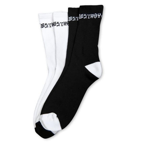 Thrasher Skate X Destroy 2er Pack Socks White Black